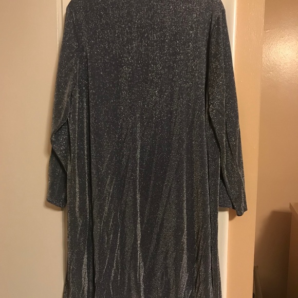 Two Piece Sparkly Gray Jacket over Black Dress - Picture 2 of 6